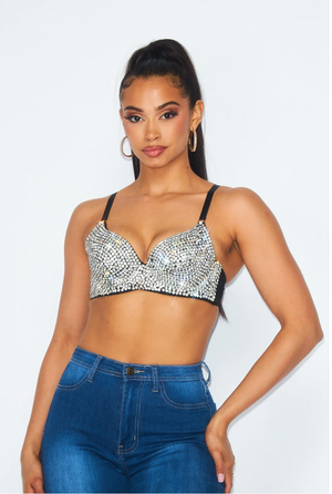 LIGHT UP THE NIGHT RHINESTONE BUSTIER BRA TOP
